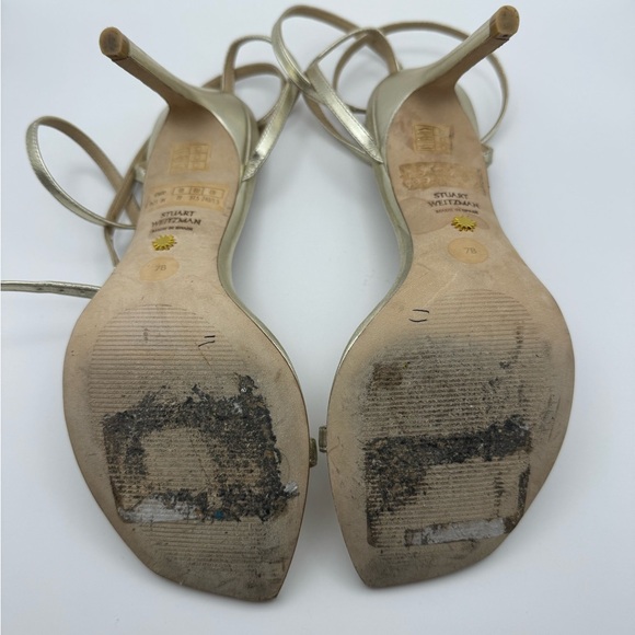 EUC STUART WEITZMAN BARELYNUDIST 100 LIGHT GOLD SZ 7B - Picture 7 of 8